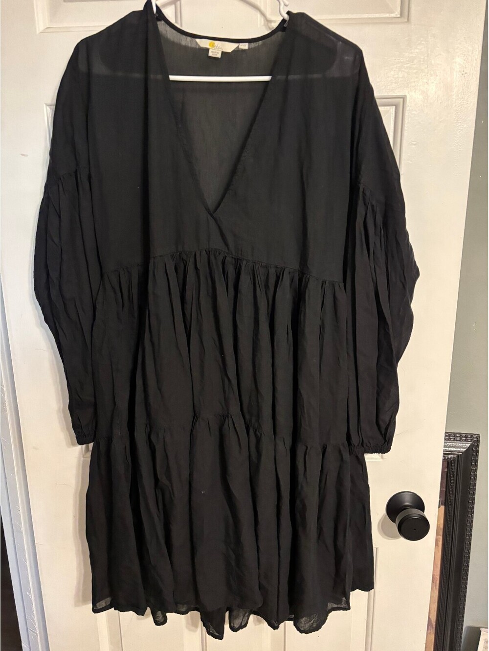 Boden Black Sheer Tiered Dress Size 4R